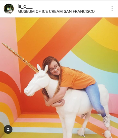 museum ice cream, selfie, rainbow